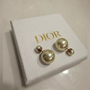 Dior Tribales Gold and White Resin Pearl Earrings